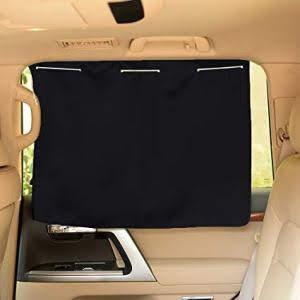 PONY DANCE Side Window Sunshades - Car Curtains Foldable Blocking Out The Light/Sun Protect Endothelium Seat Portable Auto Accessories Panels Drapes, 27.5" W by 20.5" L, Black Color