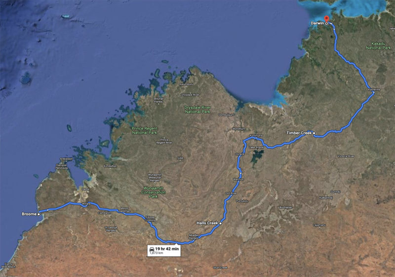 Drive from Broome to Darwin Australia