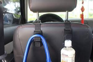 lebogner 4 Pack Car Seat Headrest Hooks Strong and Durable Backseat Headrest Hanger Storage for Handbags, Purses, Coats, and Grocery Bags, Universal Vehicle Car Seat Back Headrest Bottle Holder